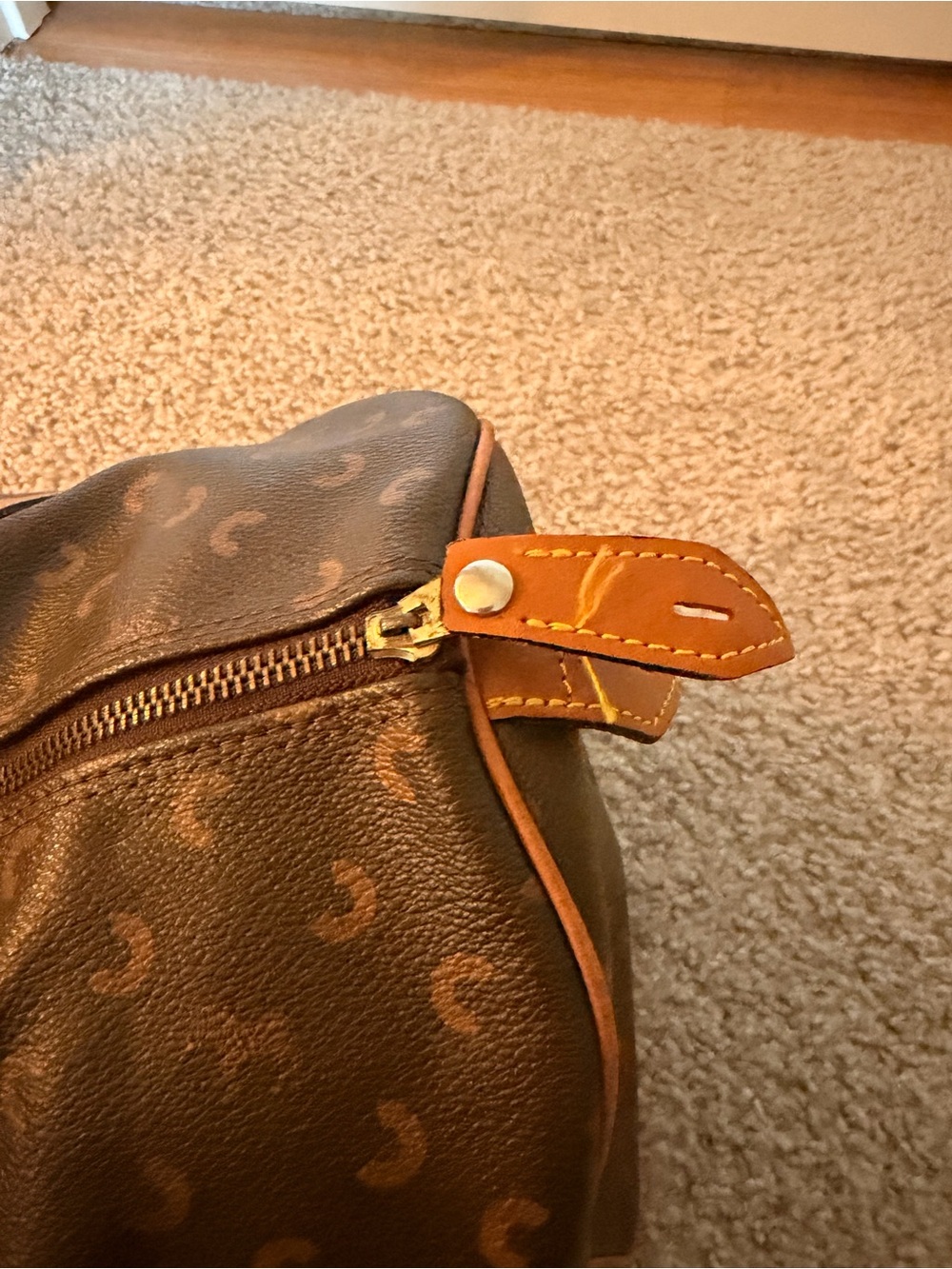 Carven Paris travel Duffel Bag in Brown and Tan - Designer Logo Pattern - Picture 3 of 15